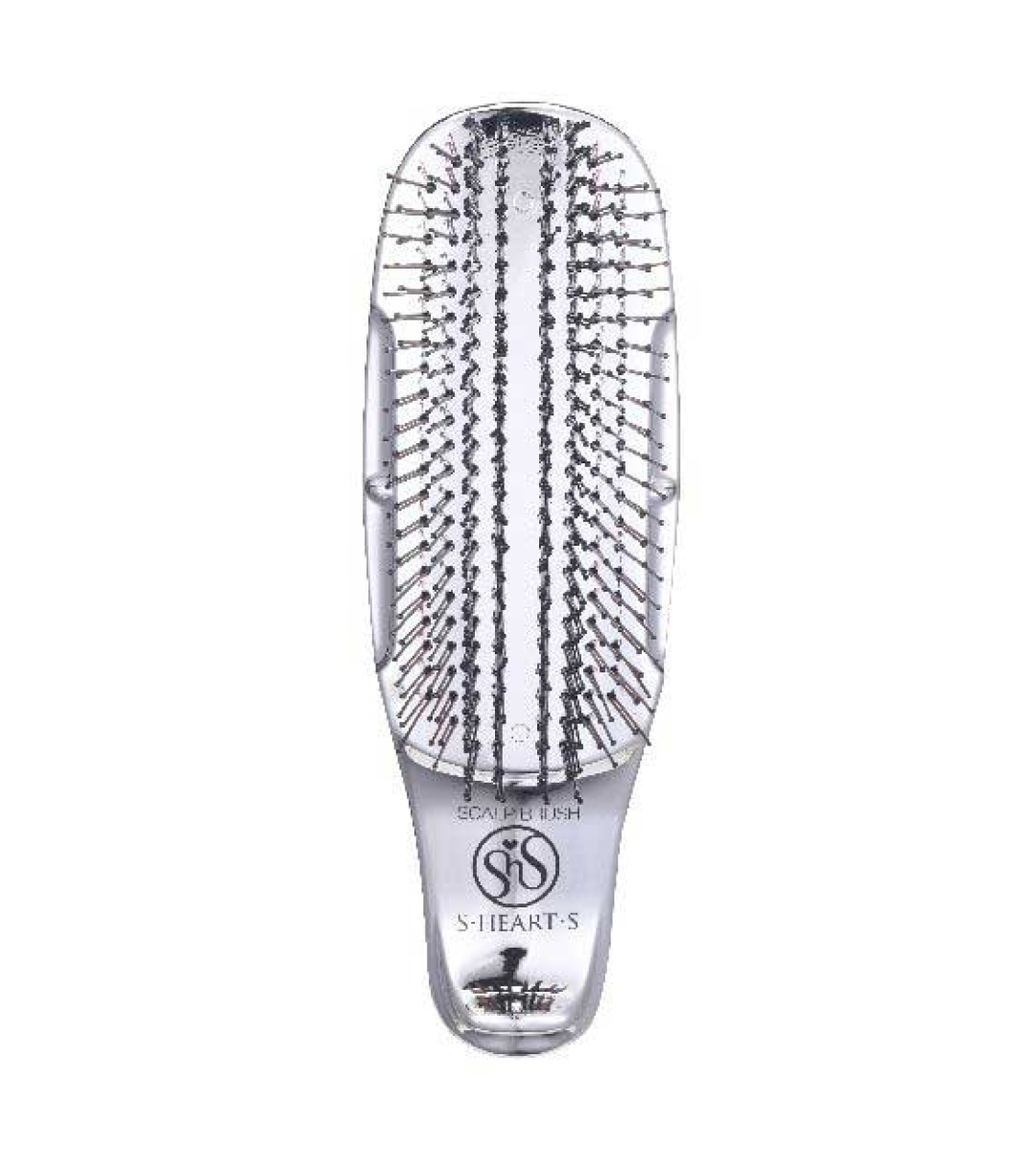 S-HEART-S Scalp Brush Short Silver - Расческа с короткой ручкой для ослабленных и тонких волос