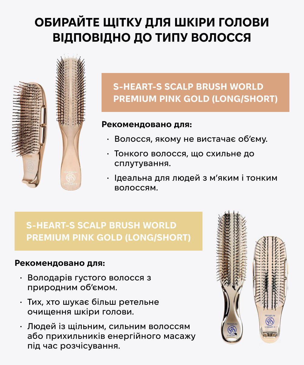 S-HEART-S Scalp Brush Long Gold - Расческа для ослабленных и тонких волос