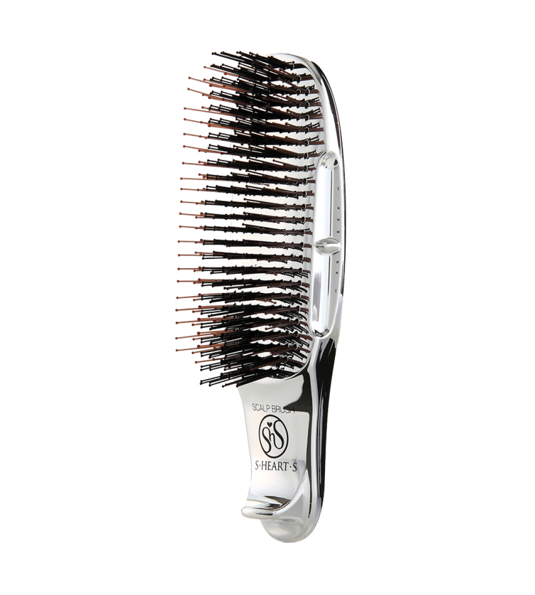 S-HEART-S Scalp Brush Short Silver - Расческа с короткой ручкой для ослабленных и тонких волос