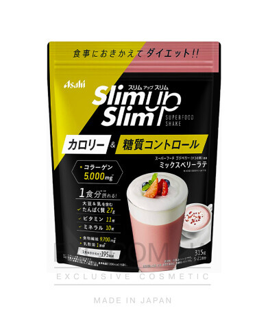ASAHI Slim Up Slim Mixed Berry Latte  - Ягодный протеиновый диетический коктейль с коллагеном